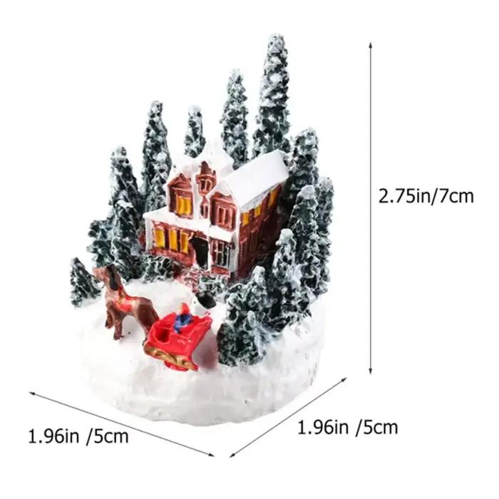 Figurines de maison de Village de noël à lumière Led, dessin animé créatif, ornements de ville de noël, bricolage artisanal, lampe de nuit