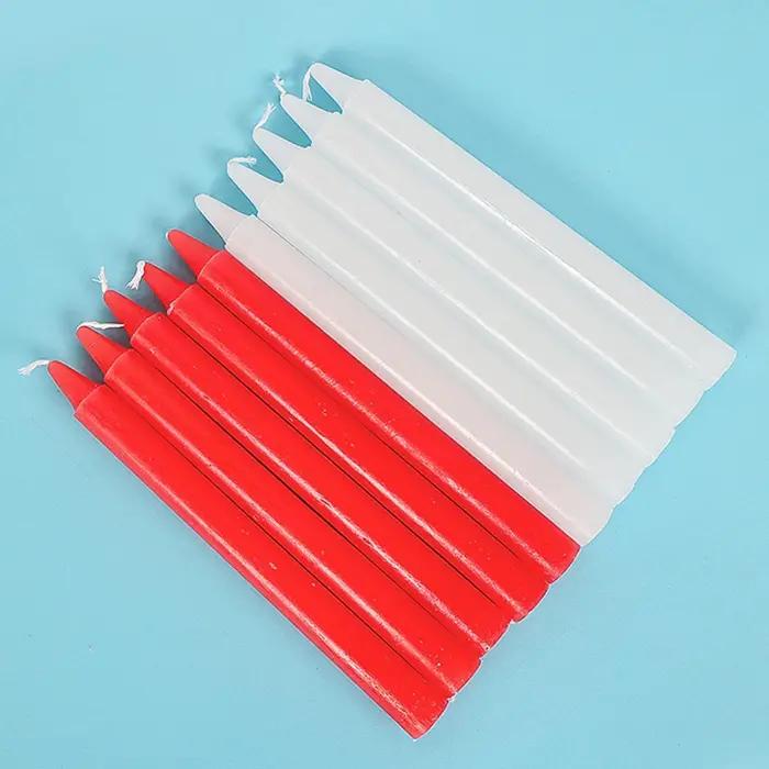 Bougies de survie à combustion longue durée, rouges et blanches, à mèche courte, 10 bougies non parfumées pour mariage et bénédiction