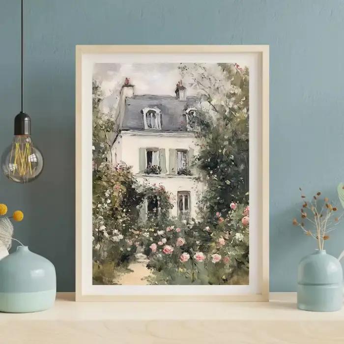 Affiche de paysage de fleurs sauvages roses
