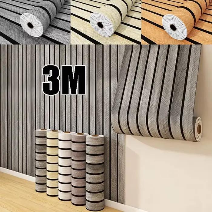 Papier peint auto-adhésif en grille marron épaisse de 3 m