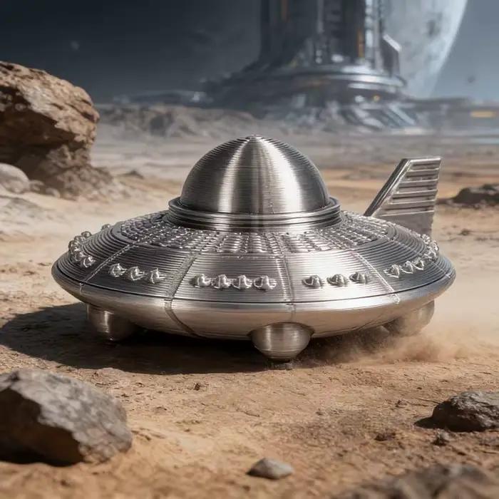 Figurine OVNI imprimée en 3D, ornement cool sur le thème de la science-fiction, décoration de bureau non toxique pour les fans d'astronomie