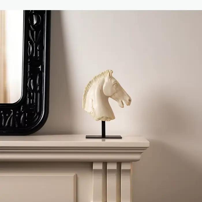 Statues de Tête de Cheval Rétro, Ornements de Bureau, Sculpture Créative en Résine d'Animal Cheval de Guerre Effet Vieilli, Décoration Esthétique pour la Chambre