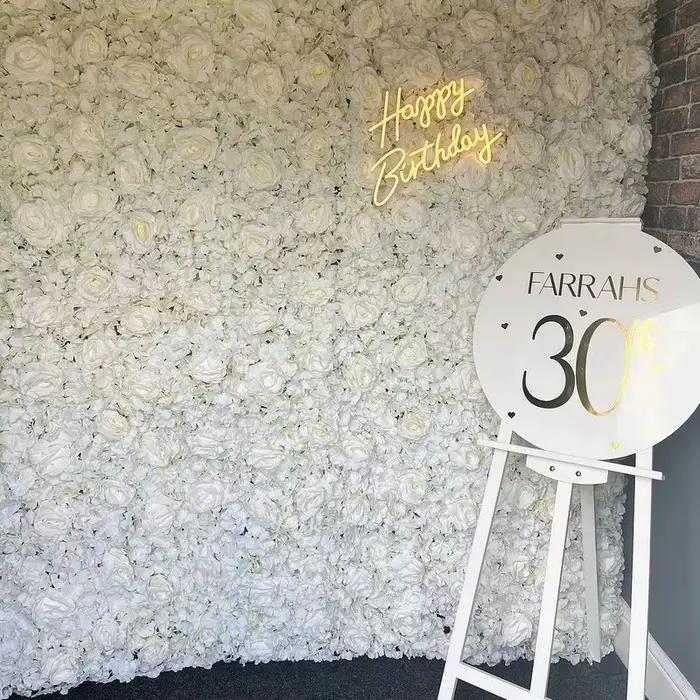 Mur de fleurs artificielles blanches pour décoration de noël, décoration artificielle pour spectacle de bébé, décor de mariage, arrière-plan d'halloween