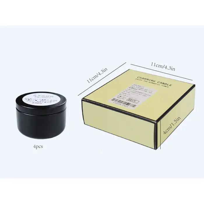 Lot de 4 bougies anti-moustiques à la citronnelle sans fumée, parfumées, portables, en boîte de voyage, pour extérieur, jardin, camping, coffret cadeau, décoration intérieure