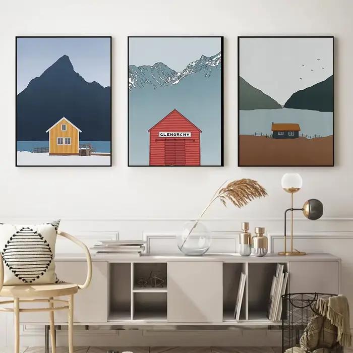 Toile d'art mural de paysage minimaliste