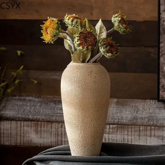 Nouveau Vase en céramique simple chinois d'inspiration rustique coréenne créative-décor de table/hôtel parfait