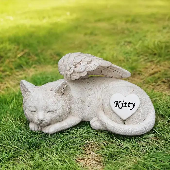 Statue de jardin personnalisée pour chat endormi