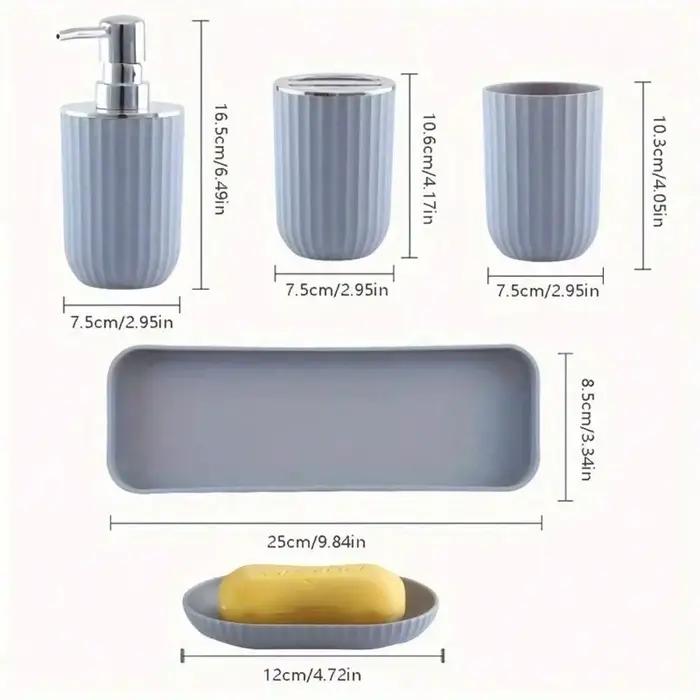 Ensemble d'accessoires de salle de bain luxueux, complet avec tasse de bain de bouche, porte-savon, distributeur de savon liquide, porte-brosse à dents, 1 ensemble