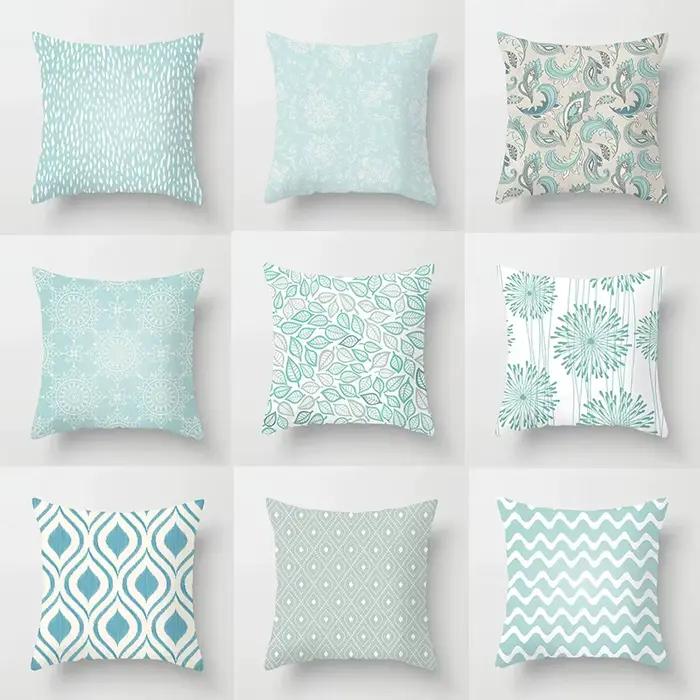 Juste de coussin série vert menthe