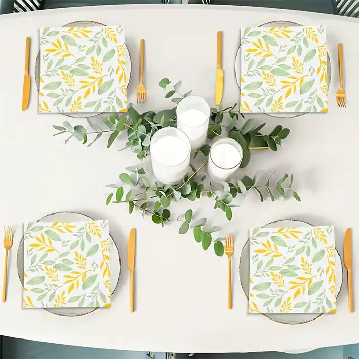 Serviettes en papier décorées de fleurs jaunes style campagnard pour événements festifs et cadeaux d'anniversaire