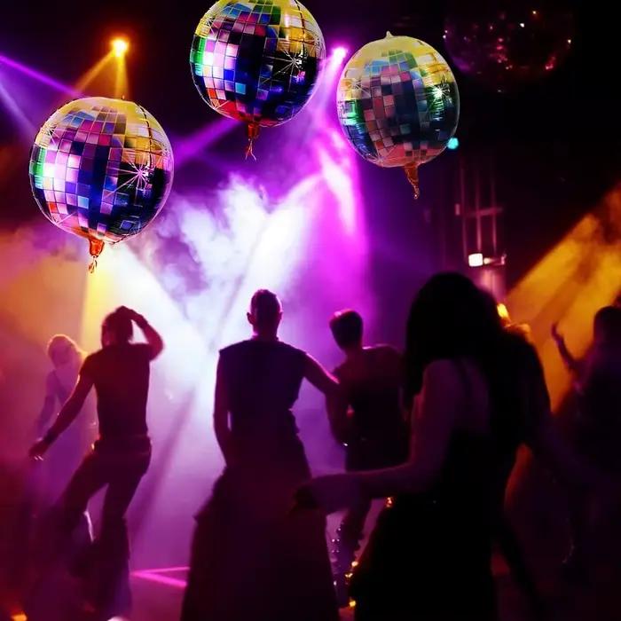 Ballons en aluminium colorés disco de 22 pouces, 6 pièces, ballons décoratifs rétro pour fête et salle de danse sur le thème disco