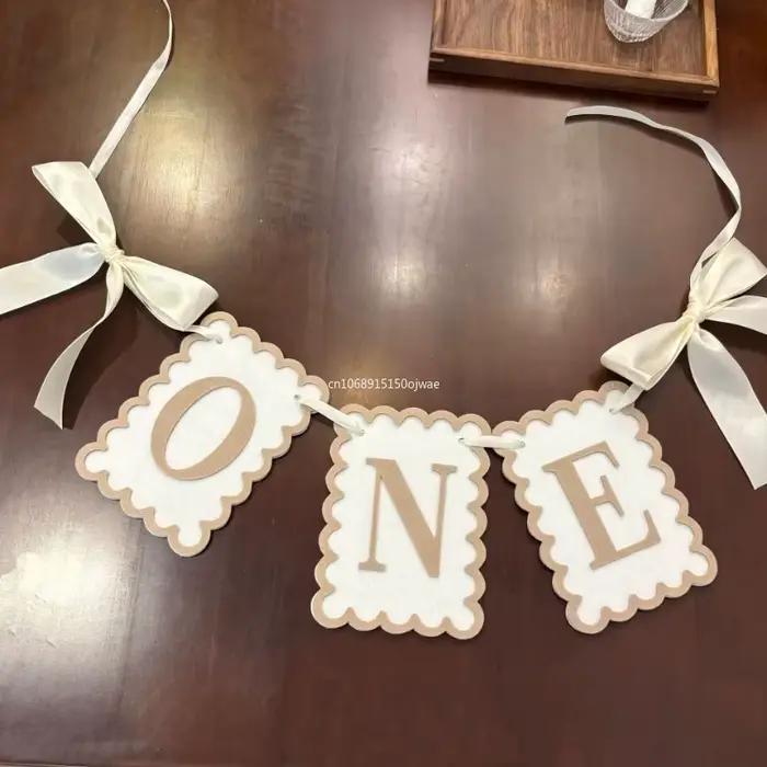 Rose bleu une lettre bannière fond décoration murale un an bébé 1er anniversaire fête faveur