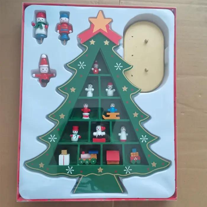 Décorations d'arbre de noël en bois 1 pièce, ornements d'arbre de noël, artisanat d'arbre de noël avec bases, décorations de noël, cadeaux