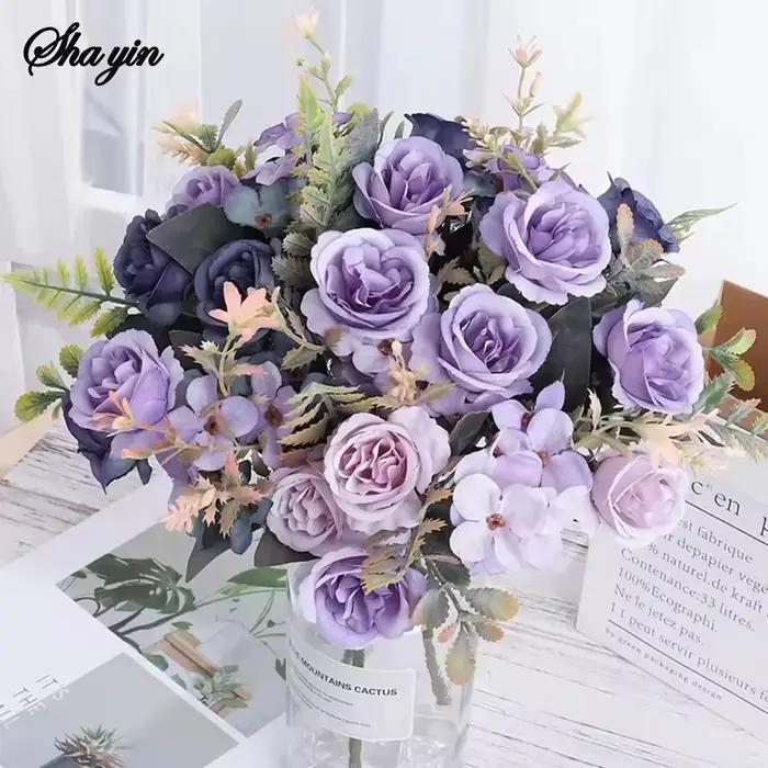 Roses artificielles d'automne en soie, décoration de maison, pivoine, hortensia, grand Bouquet de mariée, mariage, fête à domicile, décoration DIY, fausses fleurs