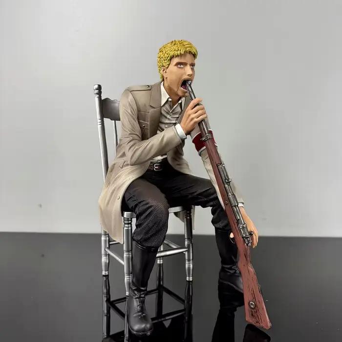 En stock, figurine d'anime Attack On Titan Reiner Braun, 20 cm, PVC, pose assise, statue, décoration de bureau, modèle de collection, jouet