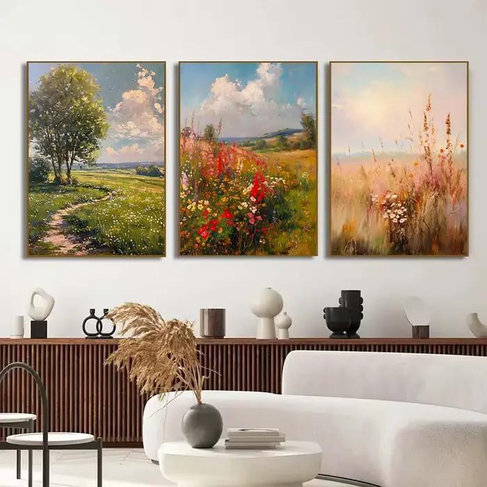 Toile de paysage neutre de campagne Vintage