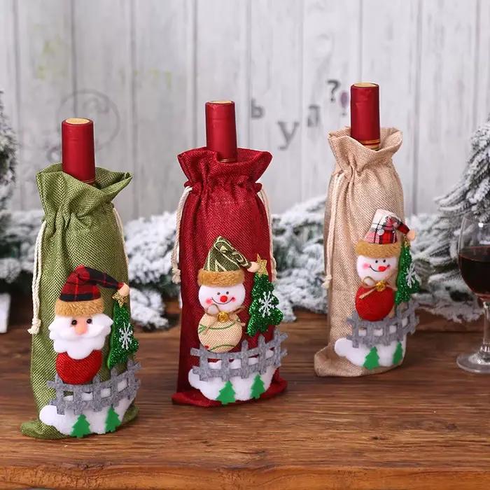 Couverture de bouteille de vin de noël