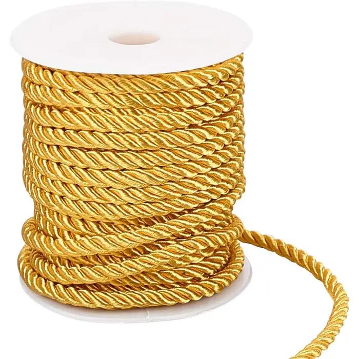 Garniture de ULtorsadée dorée, fil décoratif pour le jeûne, décoration d'intérieur, sac de Noël, kit exécutif, 59 pieds, 5mm