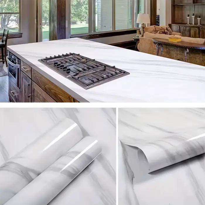 Autocollant de degré d'huile de marbre noir et blanc