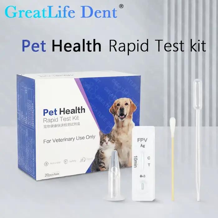 Diagnostic vétérinaire Greatlife Dent - 20 ensembles de réactifs de détection d'angence canine Parvovirus, distemper canin et félin Parvovirus