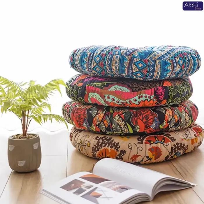Coussins de sol en coton et lin doux