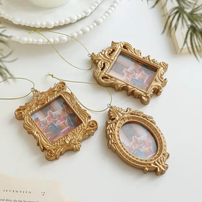 Cadre Photo Baroque, décoration d'arbre de noël, Mini cadre Photo, pendentif d'arbre de noël exquis pour décoration de maison d'arbre de noël