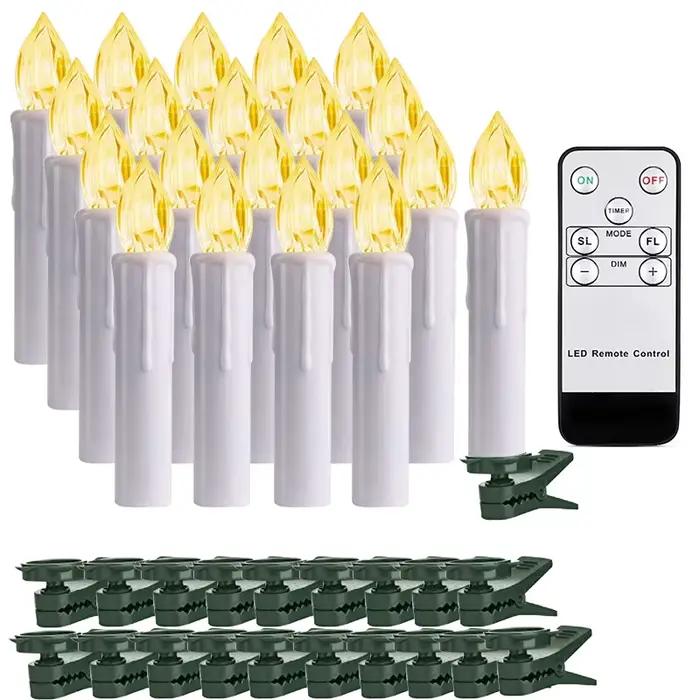 Bougie LED réaliste à effet de flamme vacillante, 200 heures, avec télécommande et minuterie, lumière chaude, pour cadeau, décoration intérieure, centre de table, mariage, lumières d'arbre artificiel