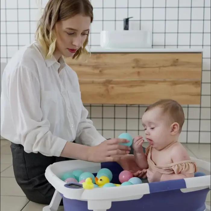 Baignoire pour bébé nouveau-né, baignoire domestique pour bébé, grande baignoire pliable pour bébé, permettant de s'asseoir ou de se coucher pour se sentir au chaud