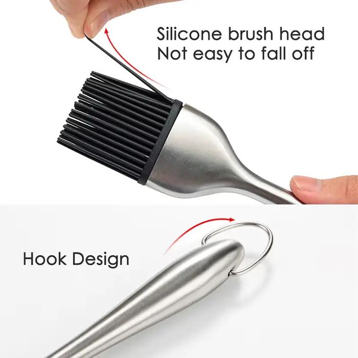 Brosse à badigeonner en Silicone pour Barbecue, brosse à Sauce à l'huile, poignée en acier inoxydable, brosses à huile, brosse à pain au beurre, accessoires de cuisine pour barbecue