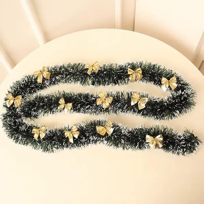 Guirlande de ruban de décoration d'arbre de noël vert de 4 M