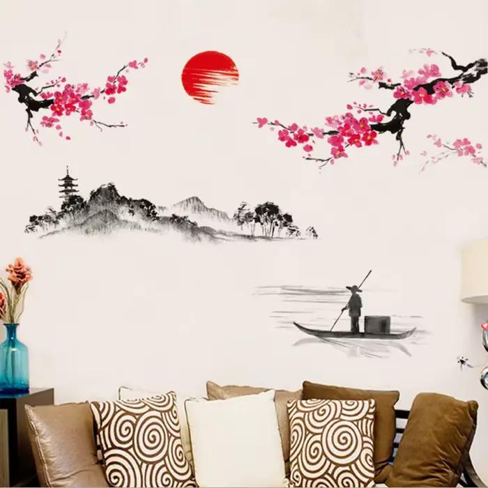 Autocollants muraux Sakura en PVC pour la décoration de maison, nouveau classique, stickers muraux pour salon chambre bureau occasions spéciales