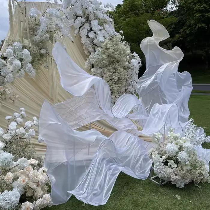 Décorations de mariage : Guirlandes géantes en organza floral, décoration suspendue pour salle de mariage, toile de fond pour fête d'anniversaire, aménagement de fenêtre