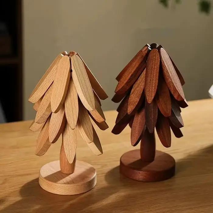 Support Design d'arbre Trivets en bois décoratif Anti-brûlure résistant à la chaleur tapis de Table dessous de verre