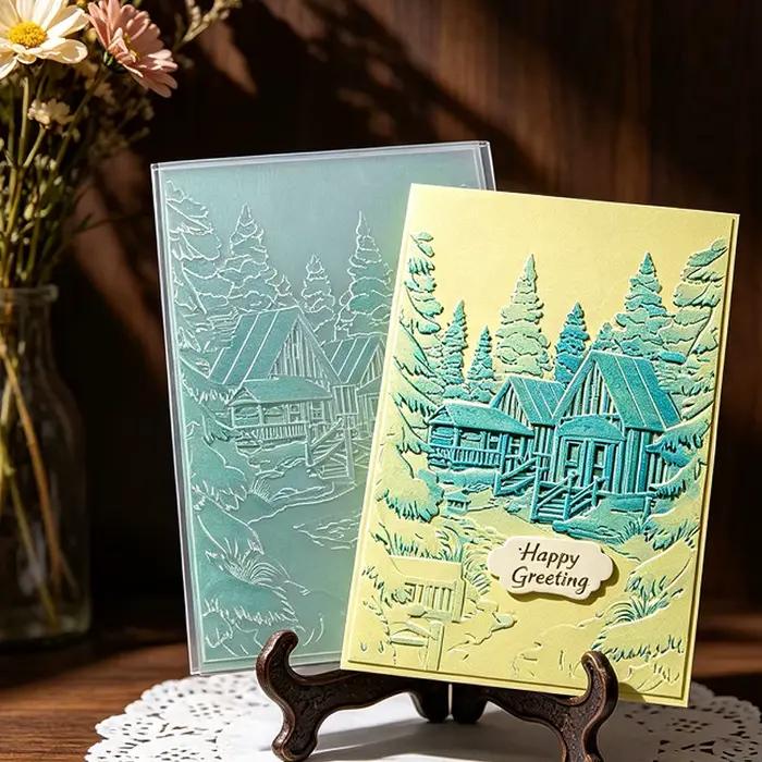 Carte de vœux artisanale en bois de forêt