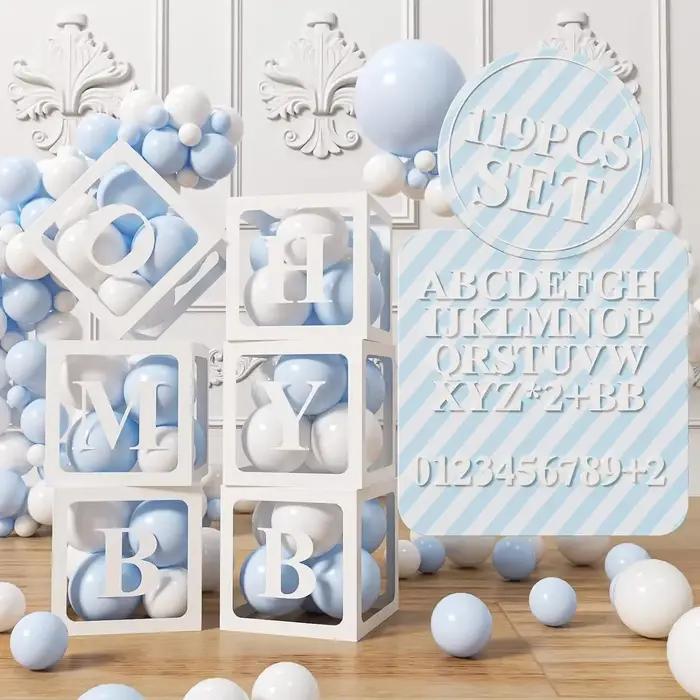 Boîte à Ballons Transparente avec Lettres, Décorations de ixPréChristophe, Joyeux Anniversaire, Mariage, Décor EID, Fournitures de ixde 1er Anniversaire