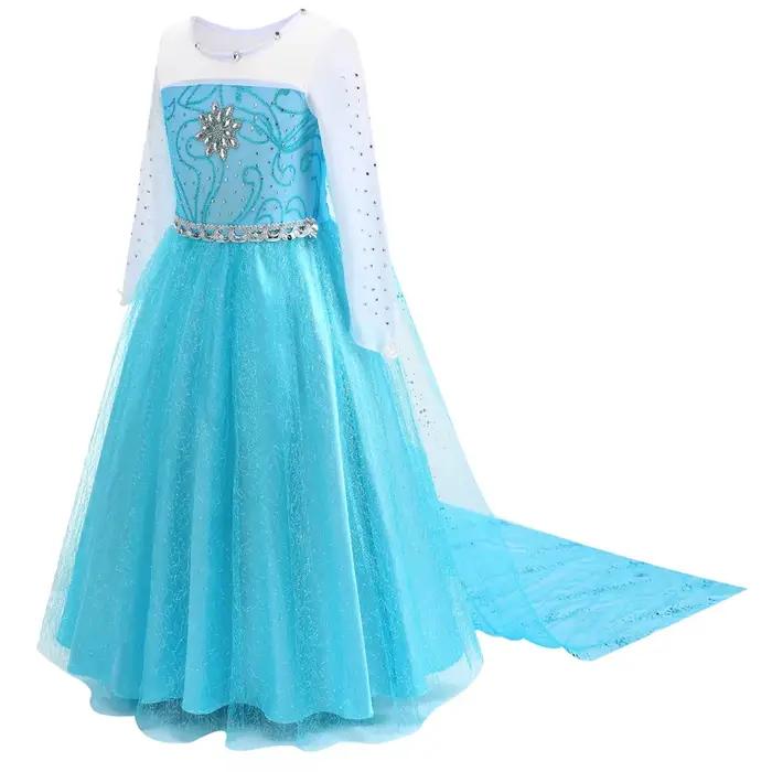 Costume de fille Elsa Reine des neiges, robe de fête d'anniversaire, robe de princesse, cosplay, Halloween, carnaval, robe Elsa pour enfants