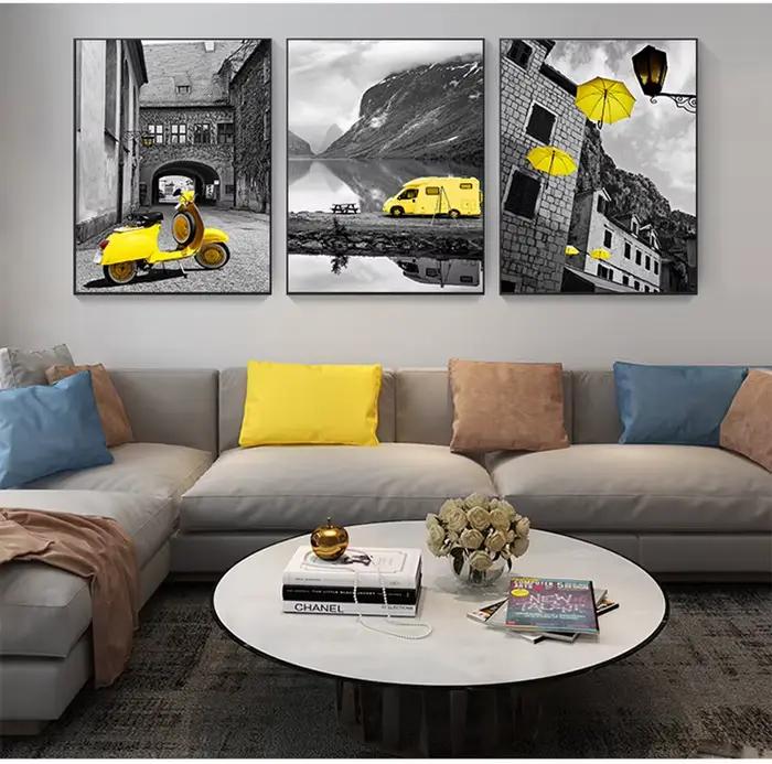 Ensemble de peinture sur toile nordique paysage noir et blanc