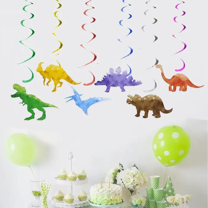 Guirlande de bannière de dinosaure, décor de fête de dinosaure, tourbillons suspendus, fournitures de décoration pour fête d'anniversaire pour enfant