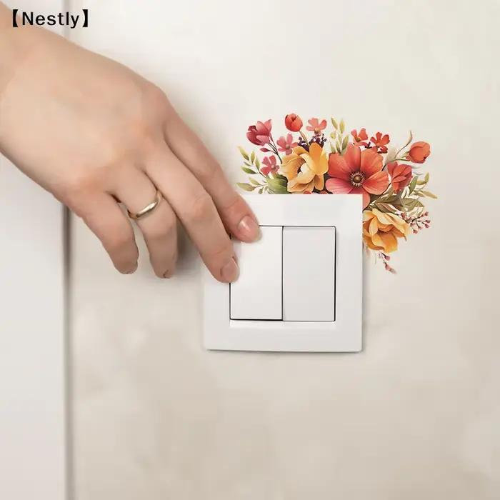 Autocollants romantiques en forme de fleurs pour la décoration de chambre, décorations amusantes pour la maison des filles〔Nest〕