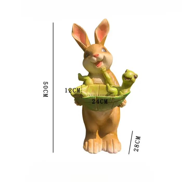 Pot de fleur lapin tenant tortue