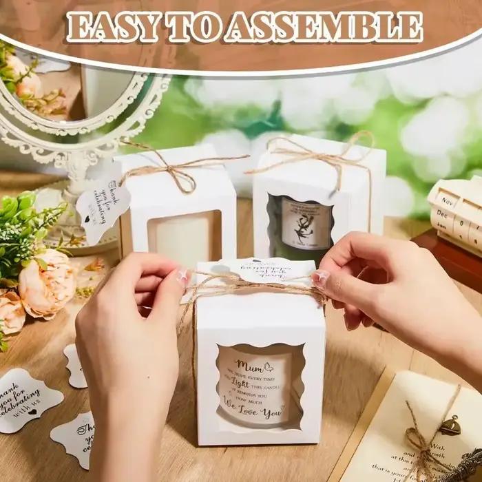 Boîte cadeau de bougie pour fêtes d'anniversaire mariage et autres occasions spéciales carton blanc kaki multi 8x11cm 9x12cm pliable et personnalisable