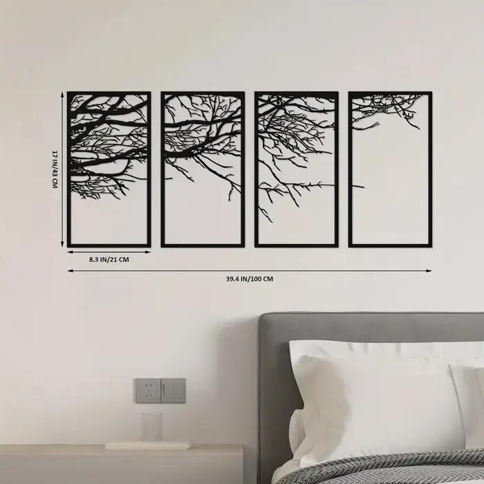 Art mural arbre de vie en métal noir