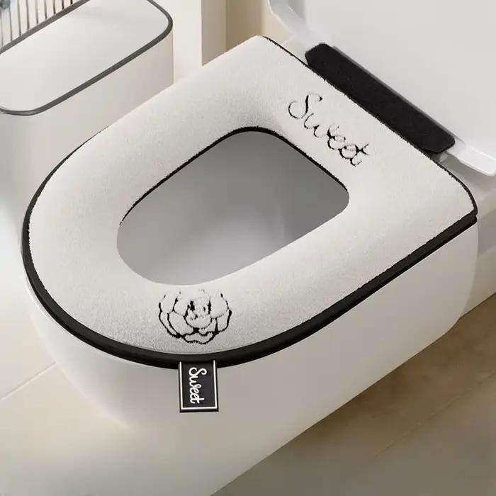 Coussin de siège de toilette domestique universel, adapté à toutes les saisons, avec housse de coussin de siège de toilette à fermeture éclair, coussin de siège de toilette.