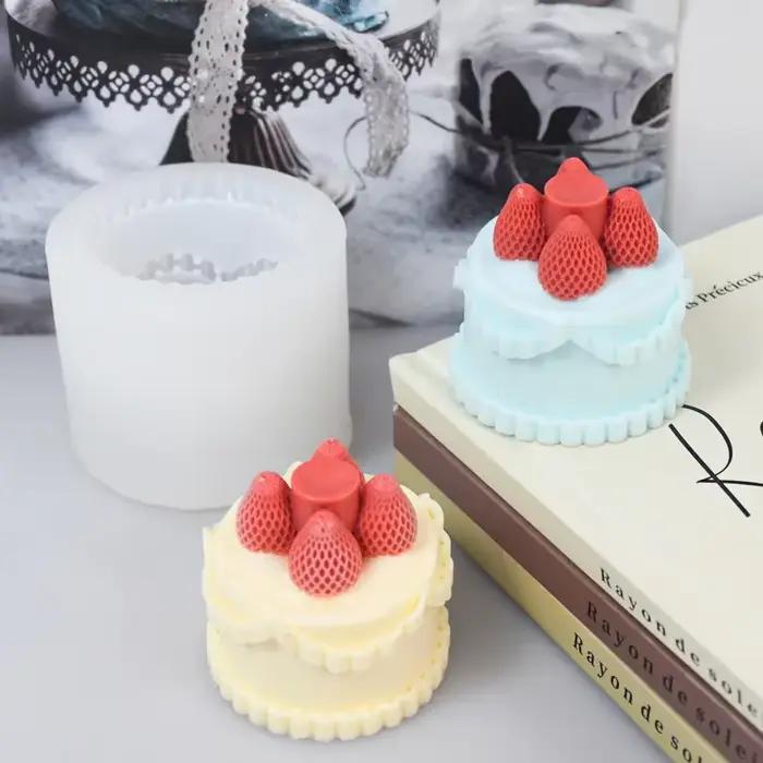 Moules à bougies en Silicone en forme de gâteau aux fraises 3D