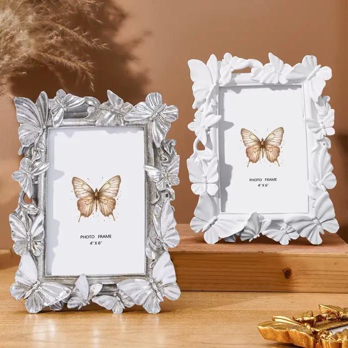 Décoration de cadre papillon tridimensionnel en résine blanche