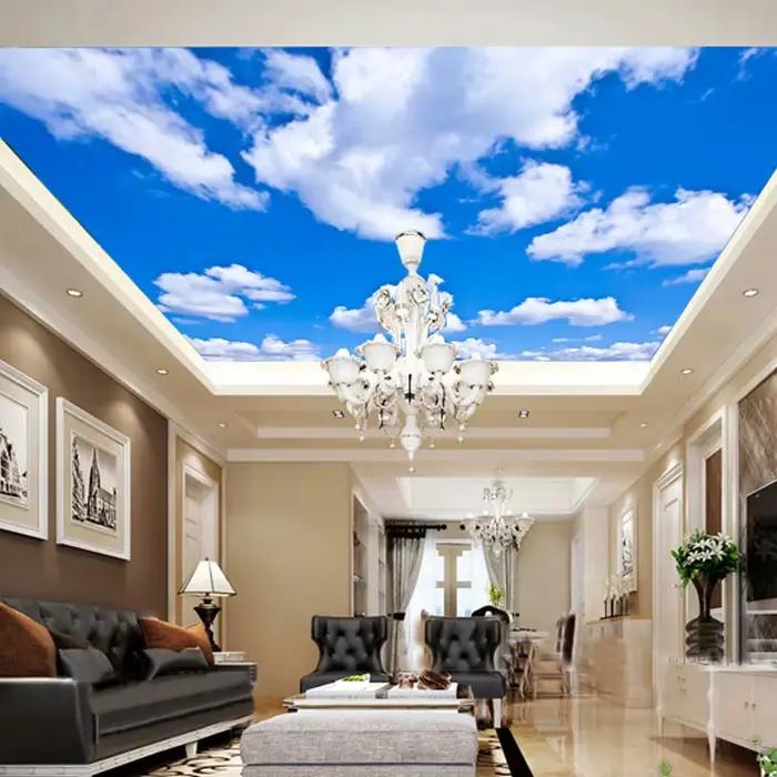 Papier peint mural 3D nuages bleus ciel et blancs pour salon chambre enfants et mariage ```