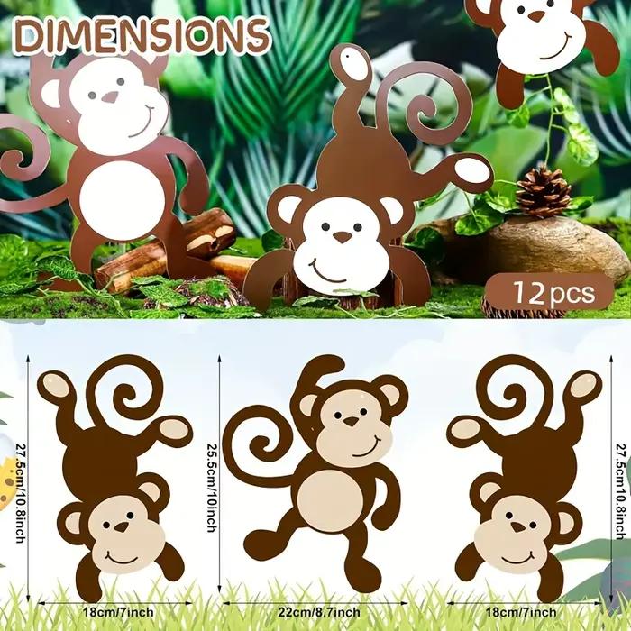 Décorations de fête sur le thème de la jungle : découpes de singes, fournitures de fête forestière, animaux suspendus sur le thème de la jungle, décorations suspendues de singes
