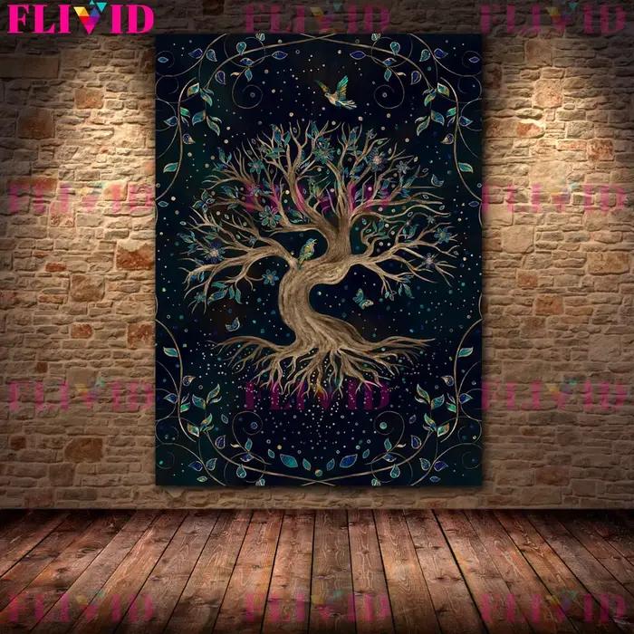 Peinture sur toile abstraite « Arbre de vie »