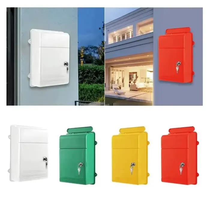 Boîte aux lettres murale légère avec serrure, boîte aux lettres en plastique, gain de place, ouverture large, boîte aux lettres pour la maison, la cour, le bureau