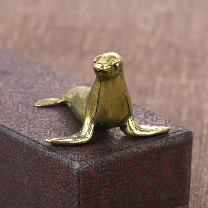Sceau en laiton décoration de bureau animaux cuivre métal Figurines décoratives Vintage décor à la maison artisanat Collection ornements